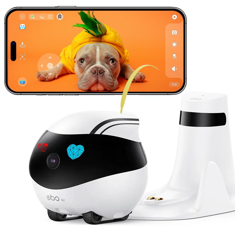 EBO Air AI Pet Robot-Movable 1080P Remote Control Camera-Auto Pets Toy with  Free App Control